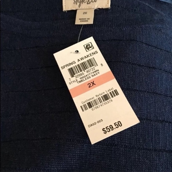 NEW Style & Co Plus Navy Blue Tunic Top Blouse Long Sleeves Lightweight Size 2X - Picture 6 of 7